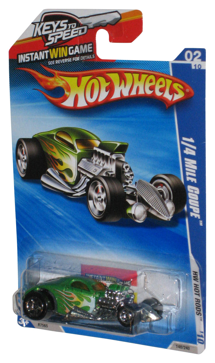 Hot Wheels HW Rods '10 02/10 Green 1/4 Mile Coupe Car 140/240 - (Keys To Speed Card)