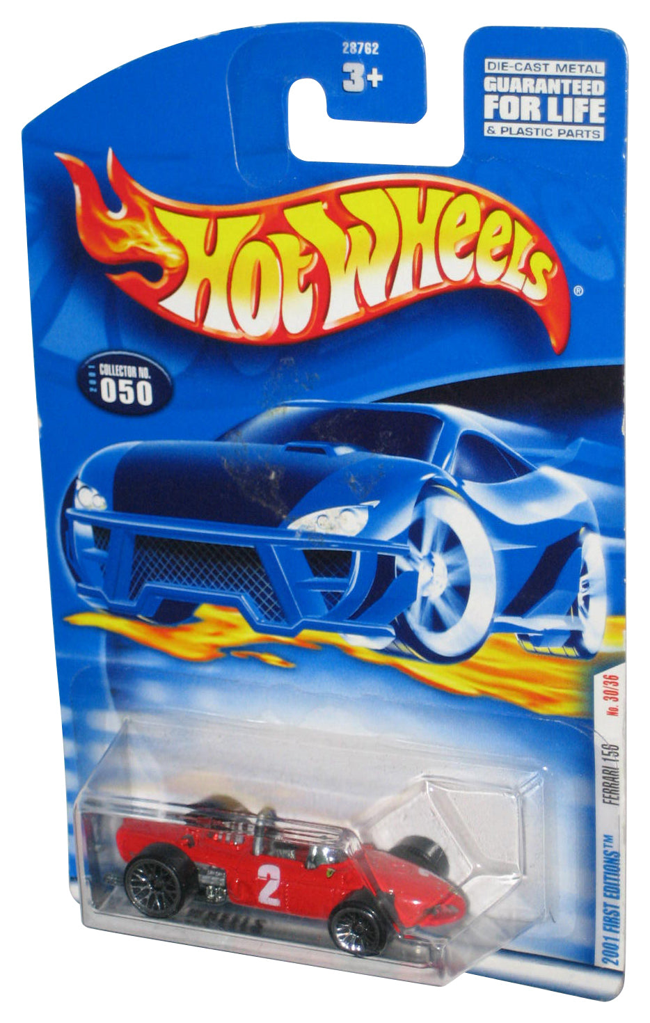 Hot Wheels Ferrari 156 30/36 (2001) Mattel Red Collector Toy Car #050 - (Card Minor Wear)