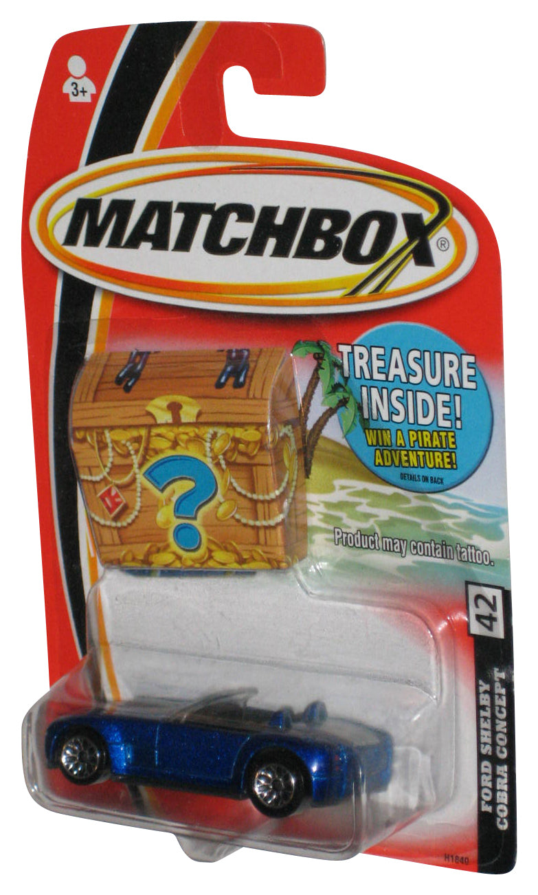 Matchbox Ford Shelby Cobra Concept (2005) Mattel Blue Toy Car #42 w/ Treasure Chest