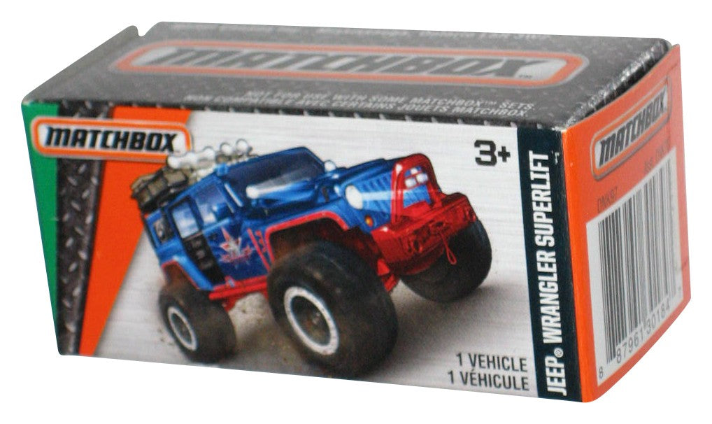 Matchbox MBX Explorers Blue Jeep Wrangler Superlift (2015) Power Grabs Box Toy Car 119/125