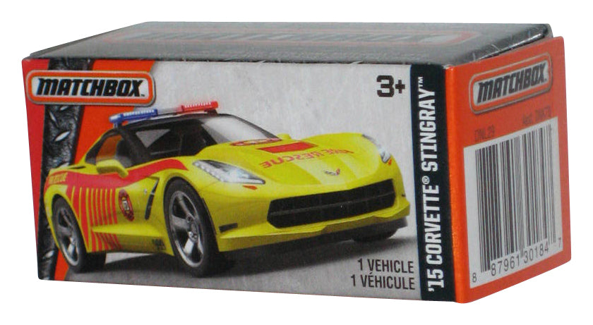 Matchbox MBX Heroic Rescue Yellow '15 Corvette Stingray (2016) Power Grabs Box Toy Car 63/125