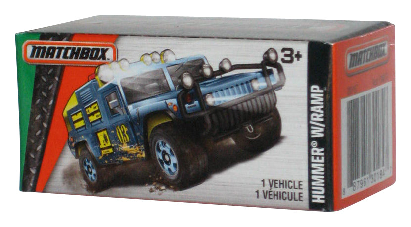 Matchbox MBX Explorers Hummer (2015) Blue Toy Power Grabs Box Toy Truck w/ Ramp