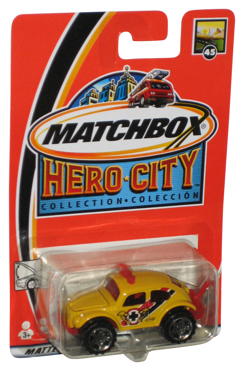 Matchbox Hero City Collection (2002) Yellow Volkswagen Beetle 4x4 Toy Car #45
