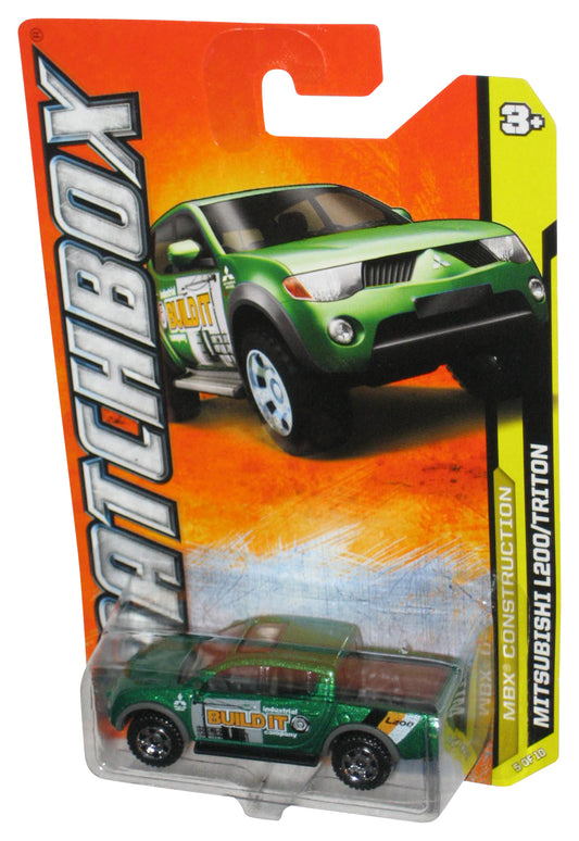 Matchbox MBX Construction (2011) Green Mitsubishi L200/Triton Car 35/120 - (Cracked Plastic)