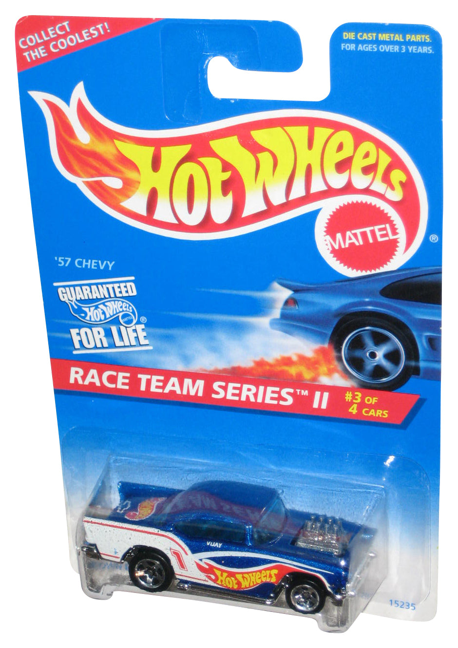 Hot Wheels Race Team Series II 3/4 Blue & White '57 Chevy Toy Car #394