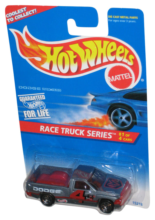 Hot Wheels Race Truck Series 1/4 (1995) Gray & Red Dodge Ram 1500 Toy Truck #380