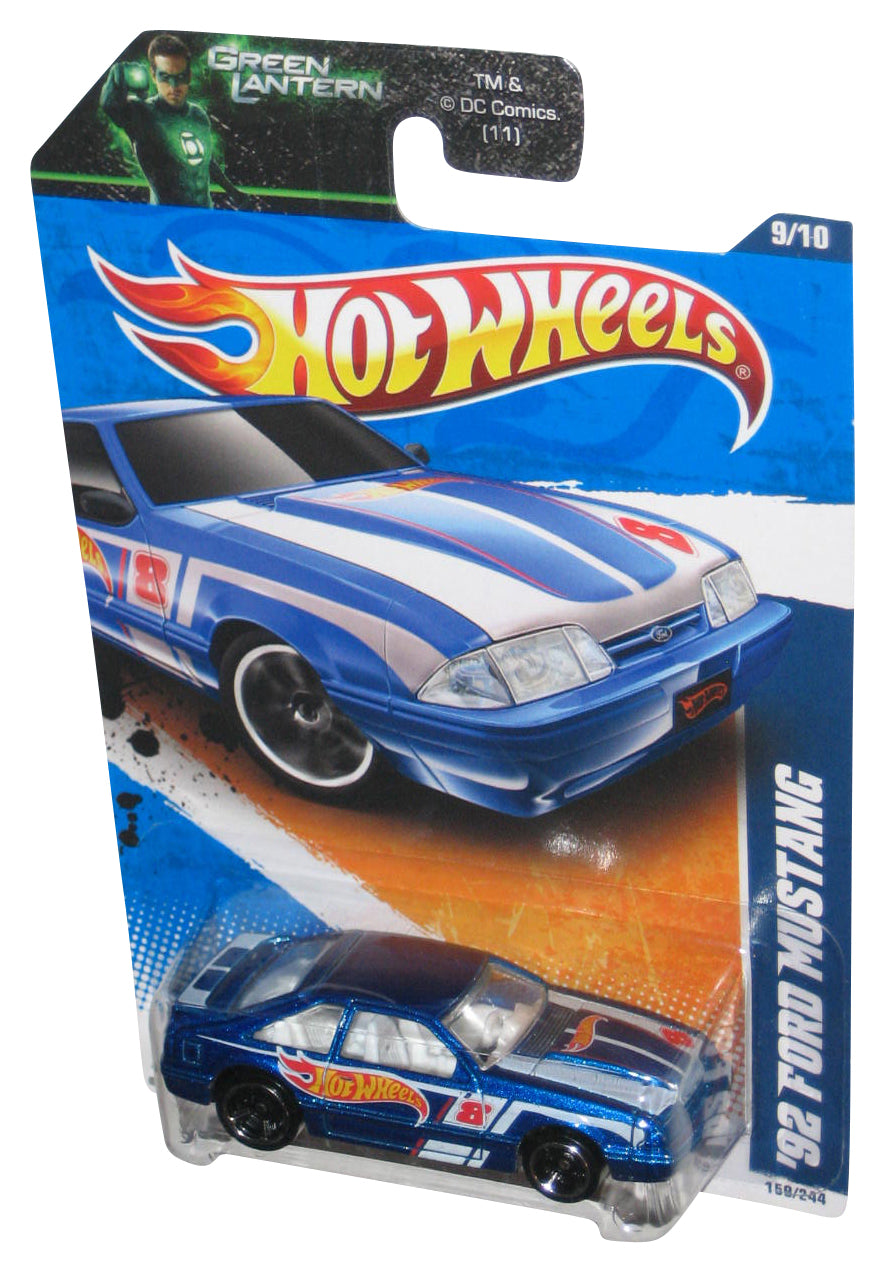 Hot Wheels HW Racing '11 9/10 '92 Ford Mustang Blue Toy Car 159/244 - (Green Lantern Card)