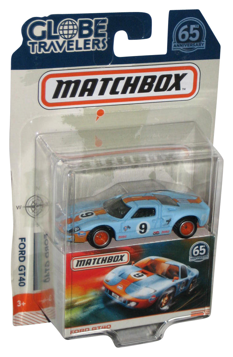 Matchbox Globe Travelers 65th (2017) Blue Ford GT40 Toy Car - (Card Has Wear)