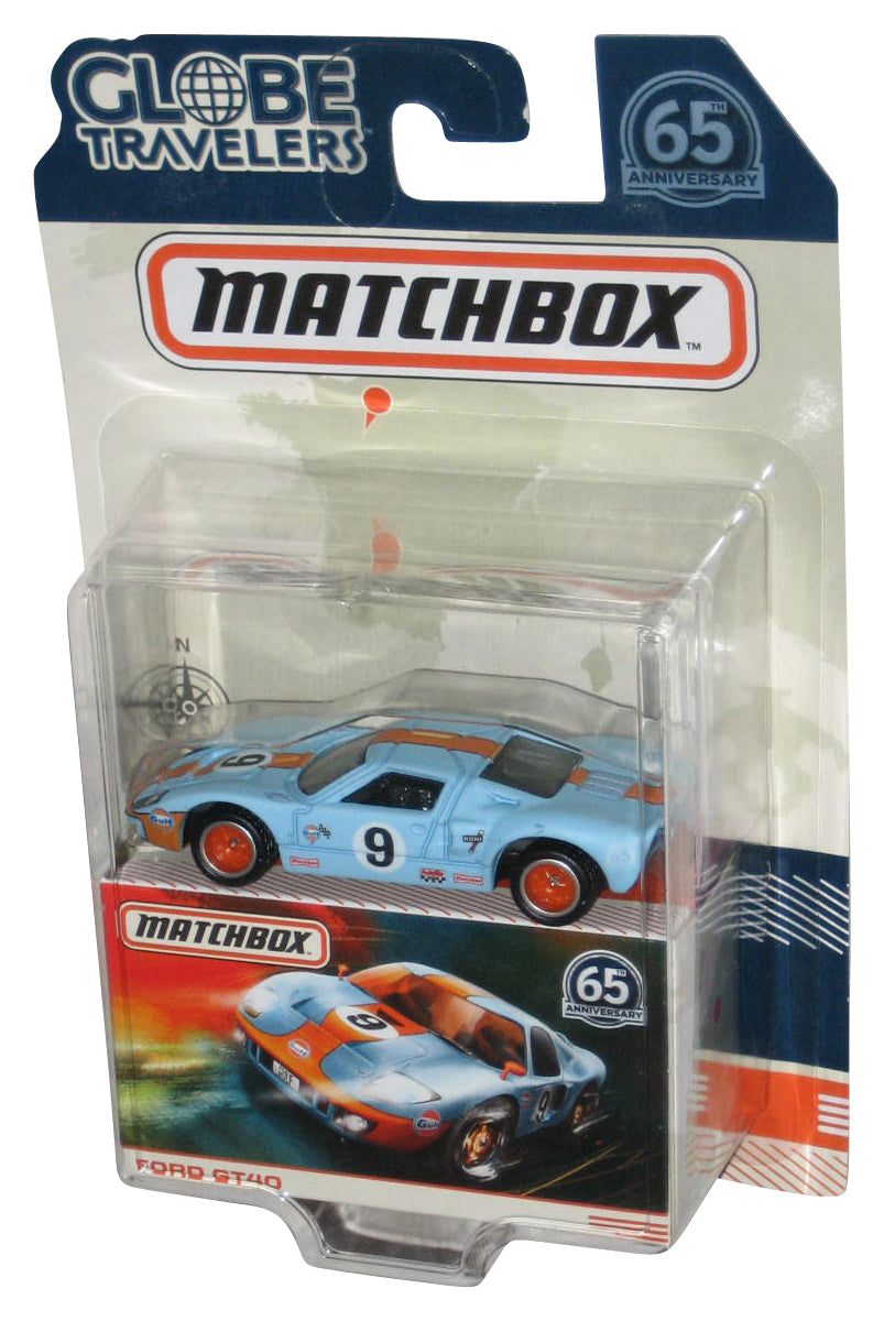 Matchbox Globe Travelers 65th (2017) Blue Ford GT40 Toy Car - (Plastic Tiny Dent)