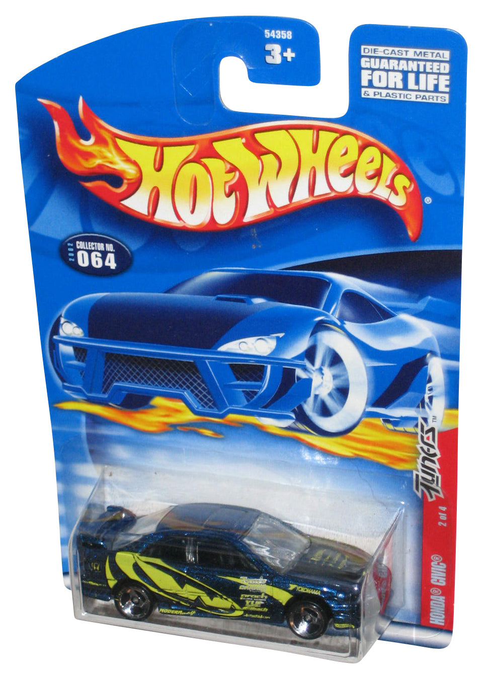 Hot Wheels Tuners 2/4 (2000) Mattel Blue Honda Civic Toy Car #064