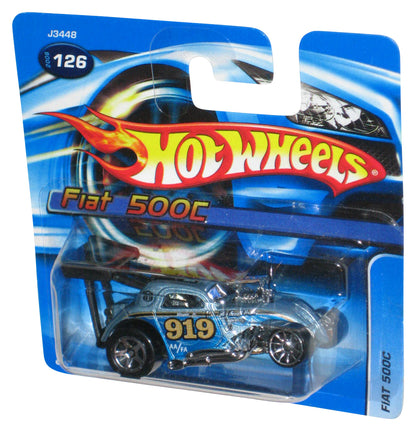 Hot Wheels Fiat 500C (2006) Mattel Blue Die-Cast Toy Car #126 - (Short Card)