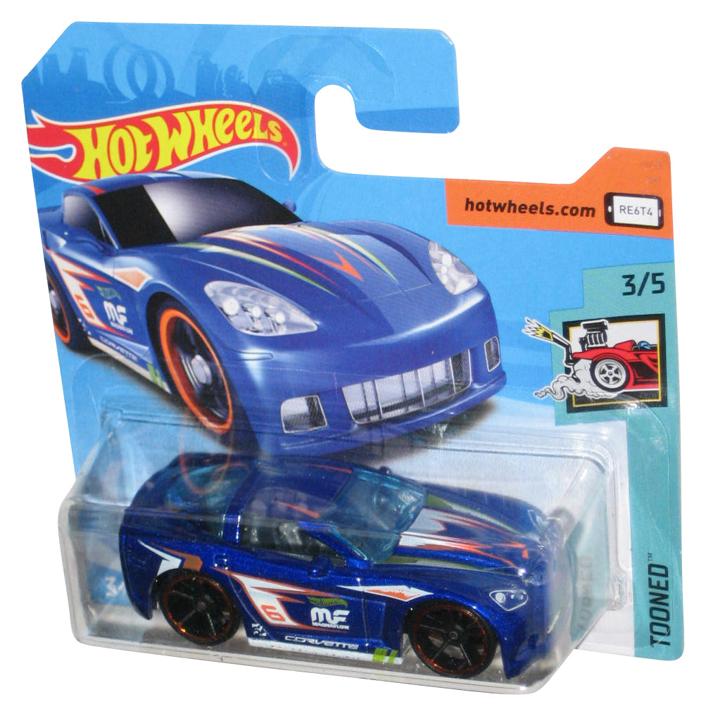 Hot Wheels Tooned (2017) Mattel Blue C6 Corvette Toy Car 3/5 - (Short Card)