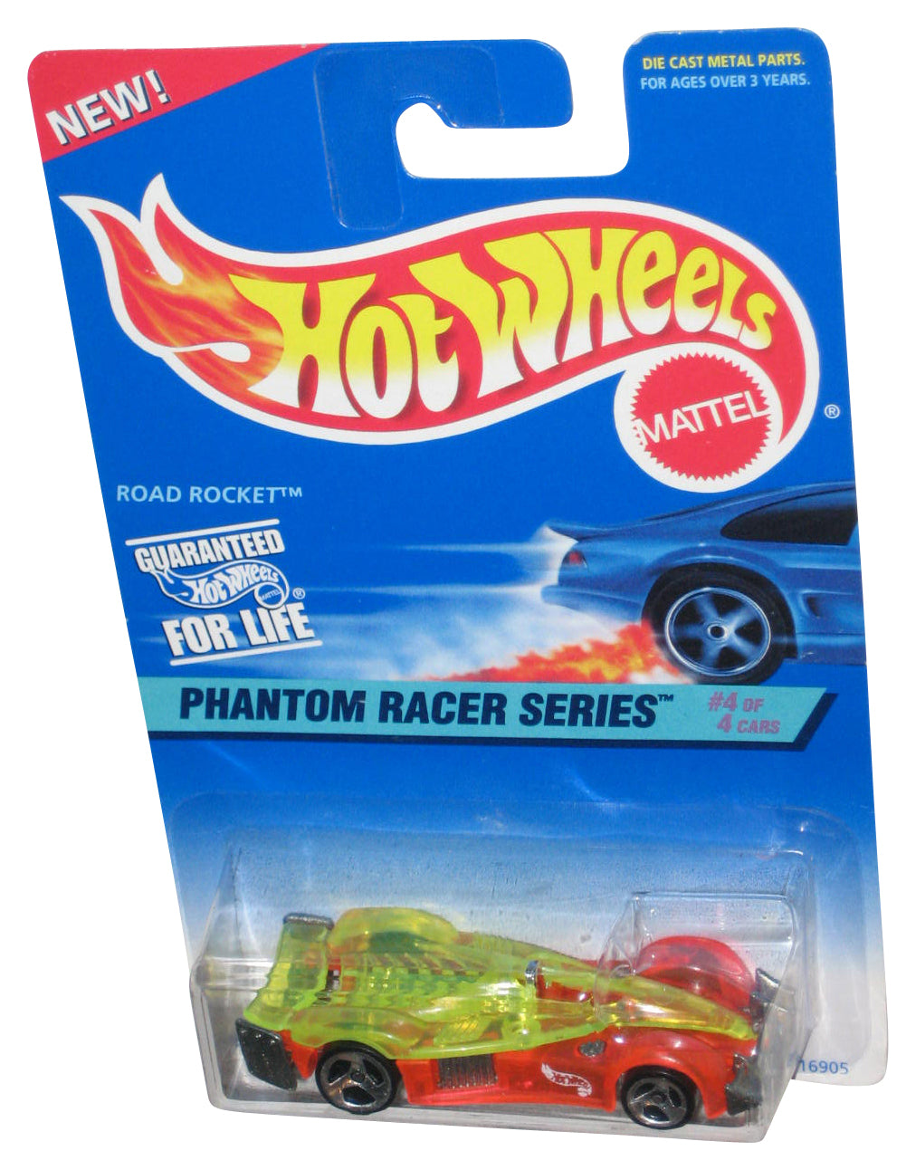Hot Wheels Phantom Racer Series 4/4 (1996) Green & Orange Road Rocket Toy Car #532