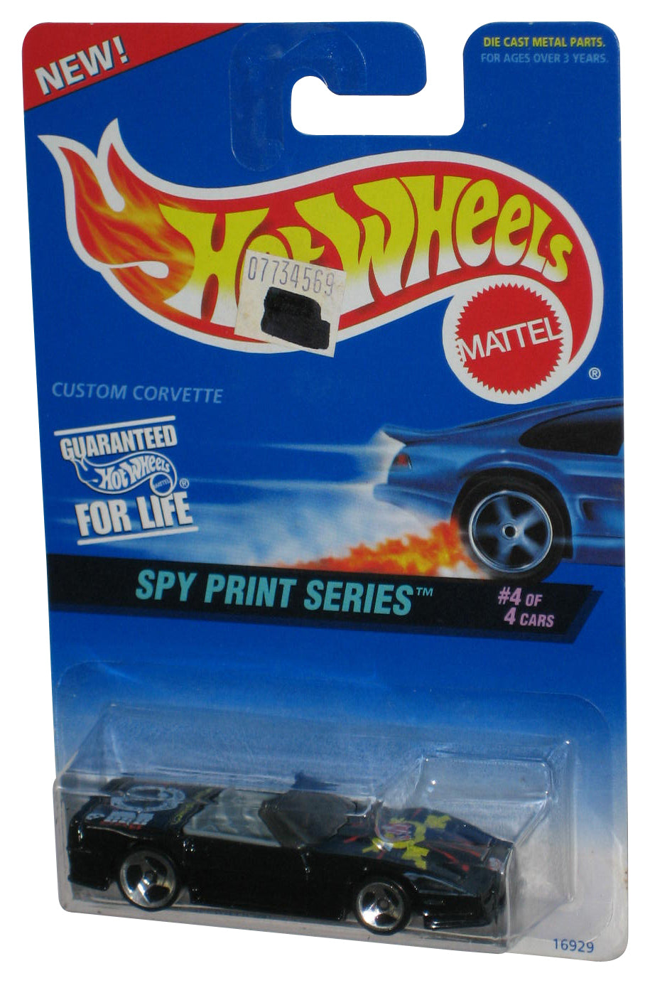 Hot Wheels Spy Print Series 4/4 (1996) Black Custom Corvette Toy Car #556