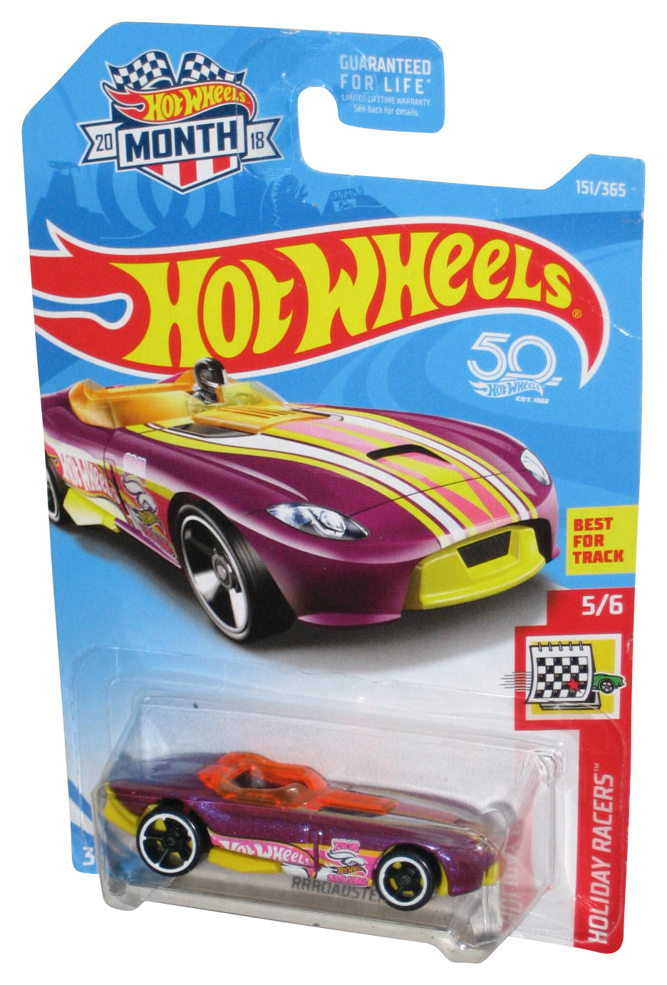 Hot Wheels Holiday Racers 5/6 (2018) Purple Rrrroadster Toy Car 151/365 - (Month Card)