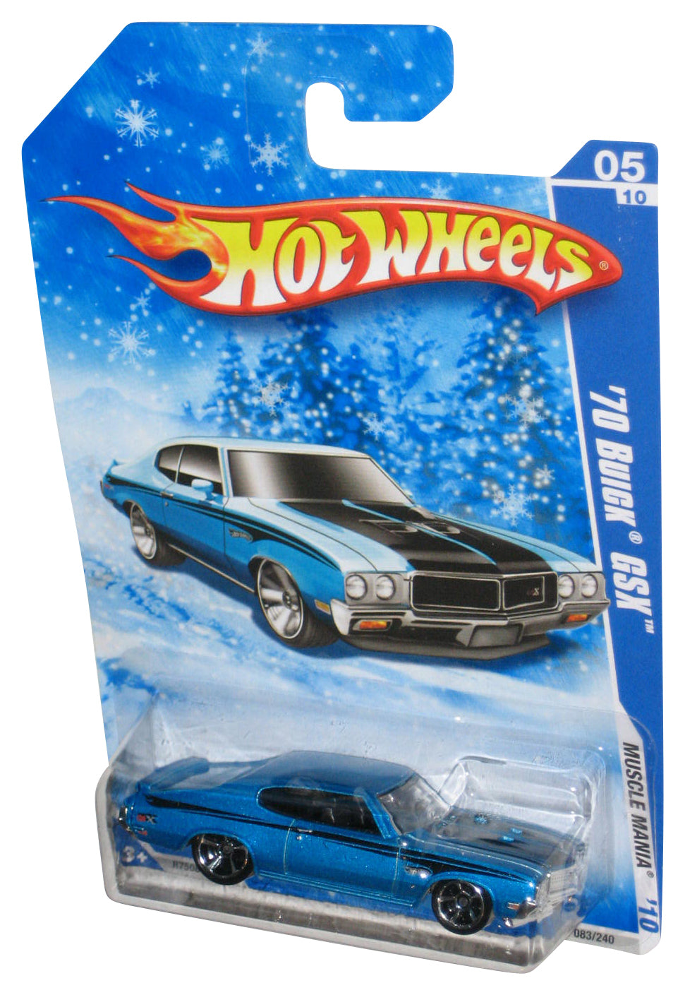 Hot Wheels Muscle Mania '10 Blue '70 Buick GSX Toy Car 083/240 - (Snowflake Card)
