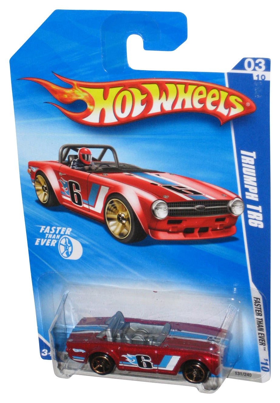 Hot Wheels Faster Than Ever '10 Red Triumph TR6 Toy Car 131/240