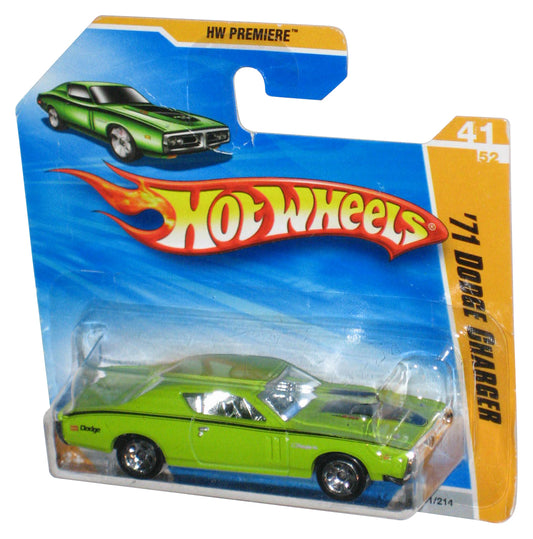 Hot Wheels HW Premiere 41/52 (2009) Green '71 Dodge Charger Toy Car 041/214 - (Short Card)