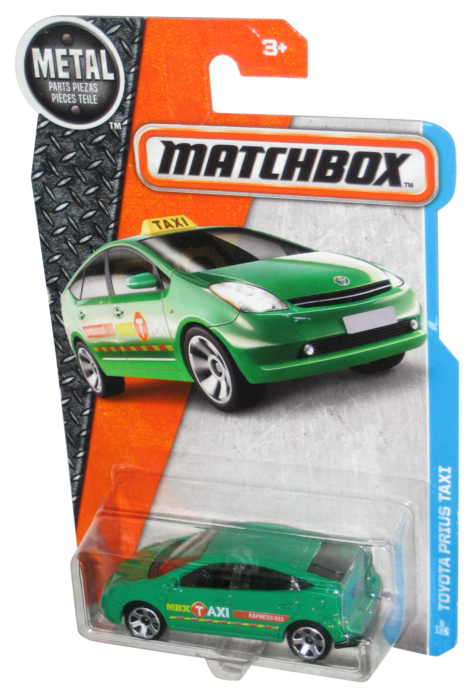 Matchbox Green Toyota Prius Taxi (2015) Mattel Die-Cast Toy Car 9/125