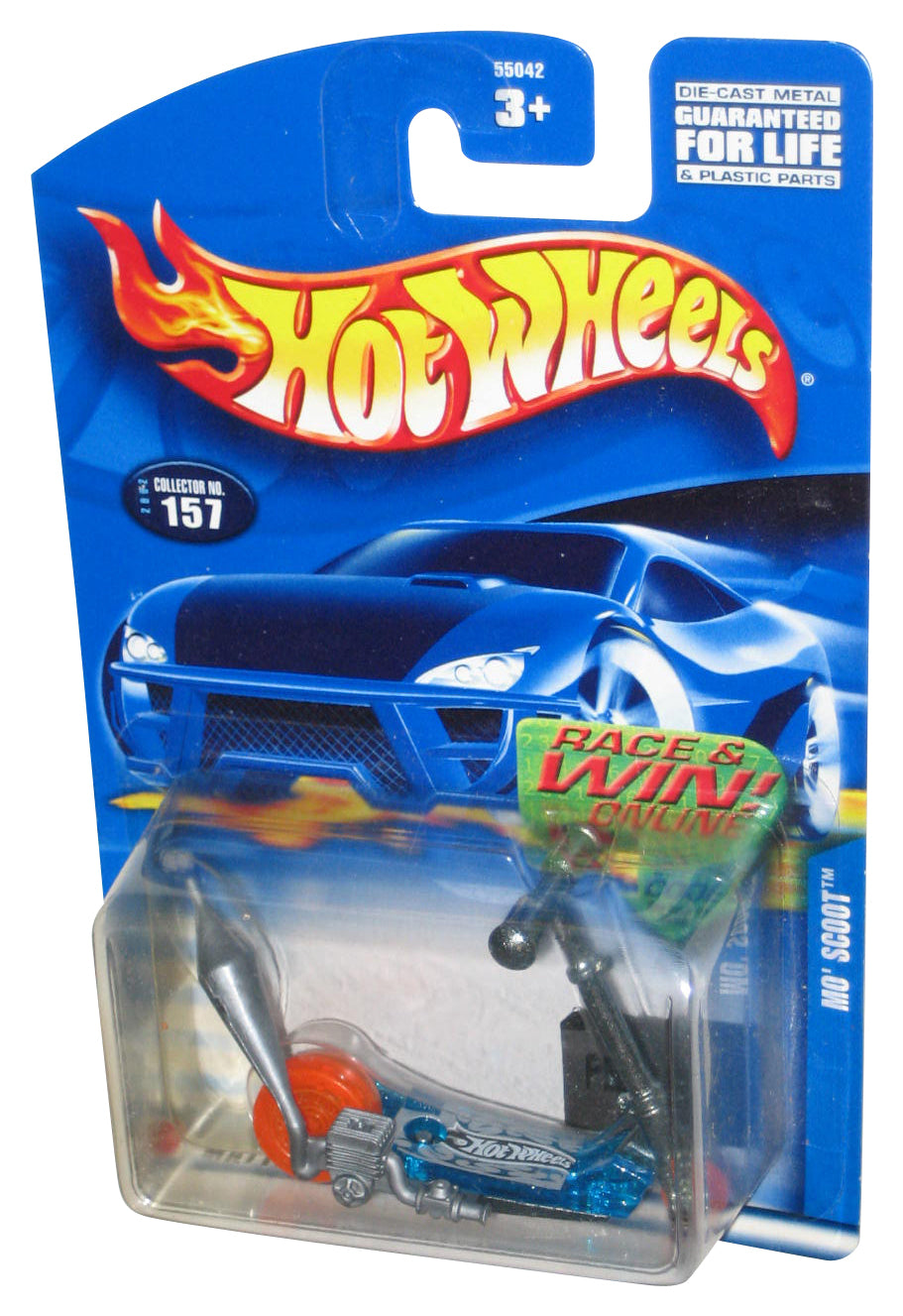 Hot Wheels Mo' Scoot (2001) Mattel Blue & Orange Collector Toy Bike #157