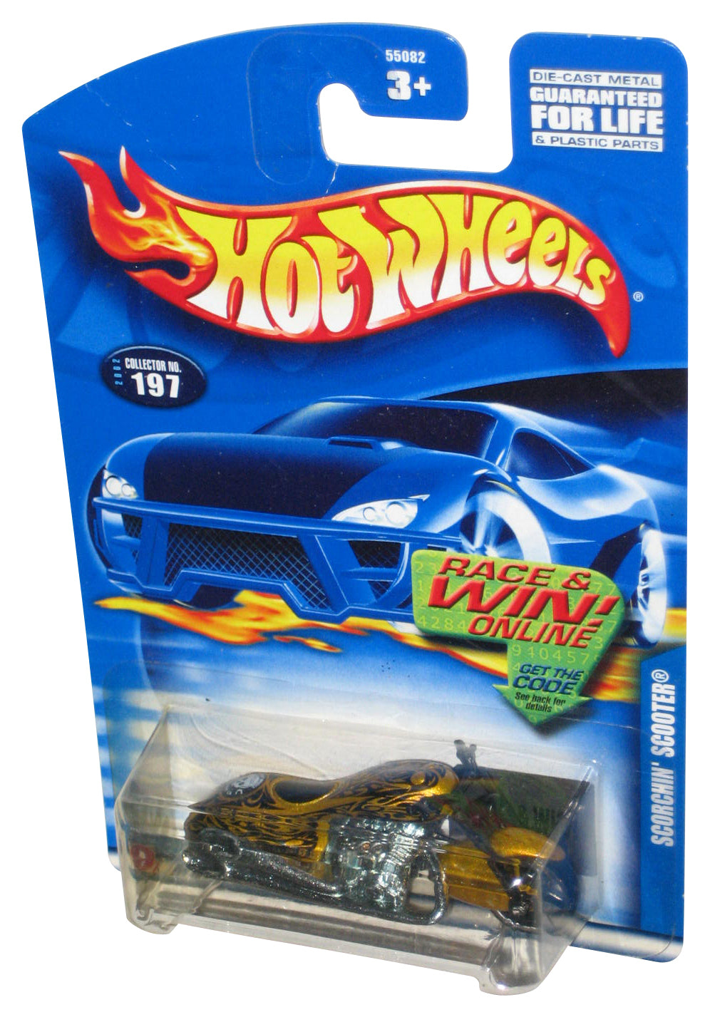 Hot Wheels Scorchin' Scooter (2002) Gold Collector Motorcycle Bike Toy #197