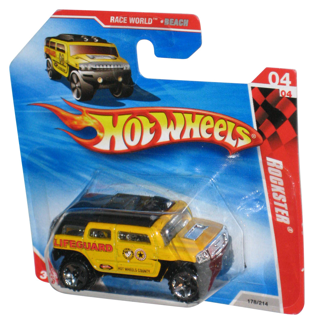 Hot Wheels Race World Beach (2009) Yellow Rockster Toy Car 178/214 - (Short Card / Dented Plastic)