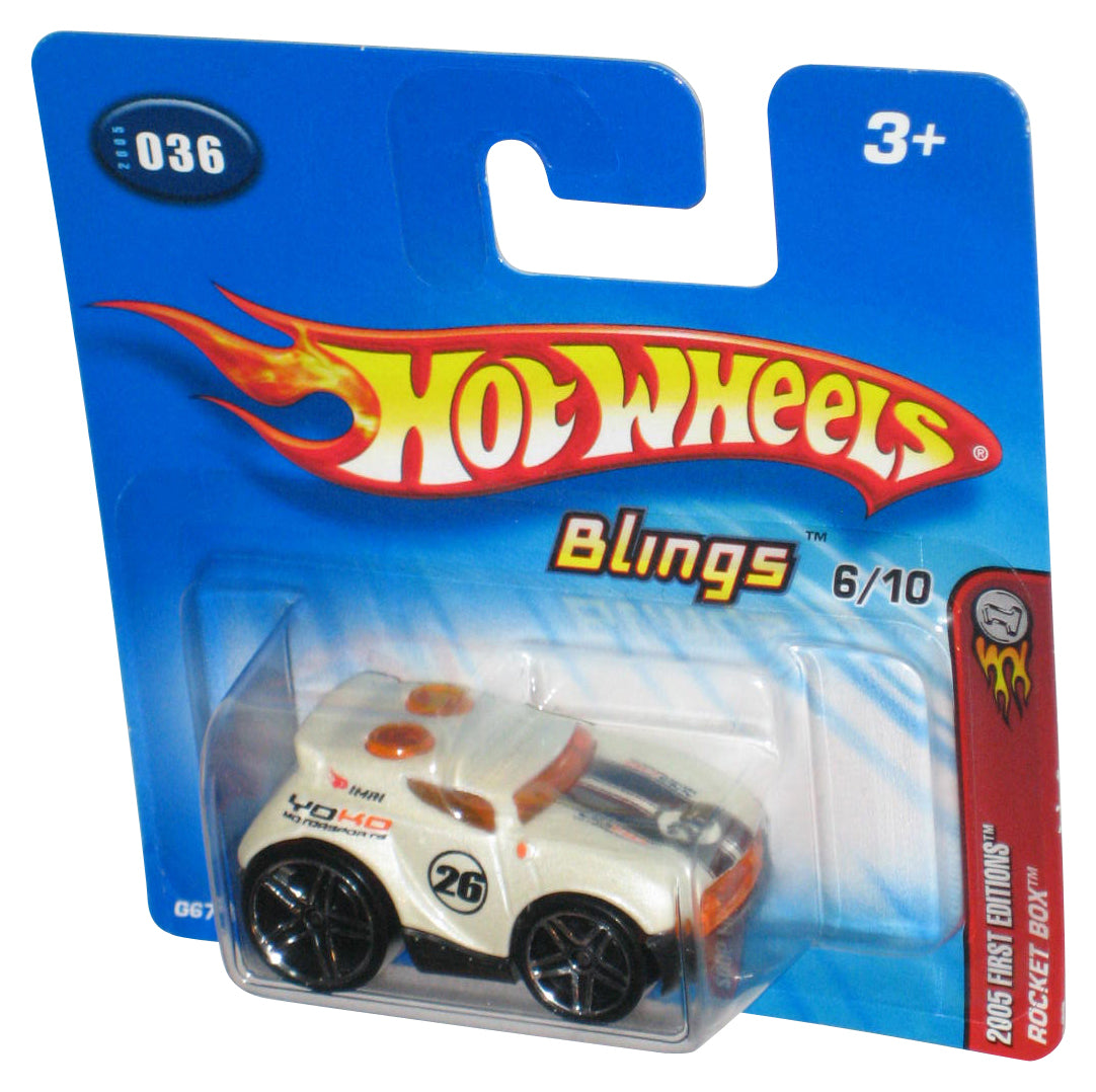 Hot Wheels Blings 6/10 2005 First Editions White Rocket Box Toy Car #036 - (Short Card)