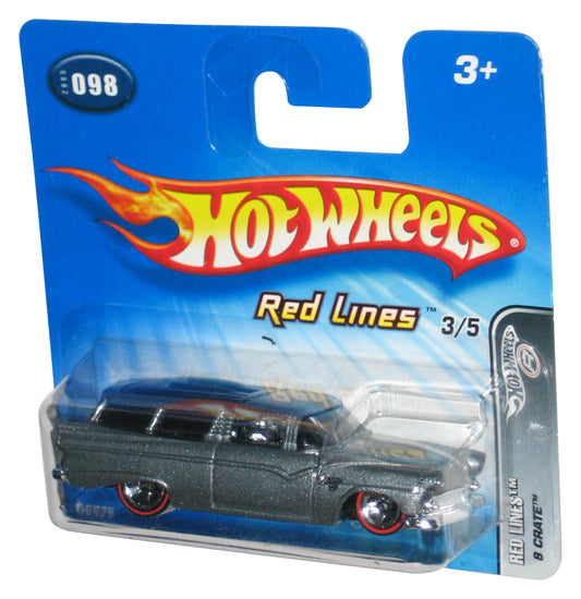 Hot Wheels Red Lines 3/5 (2005) Mattel Silver 8 Crate Toy Car #098 - (Short Card)