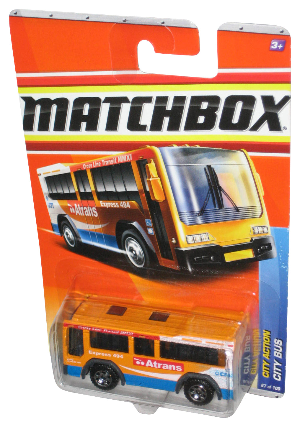 Matchbox City Action (2009) White & Orange Bus Die-Cast Metal Toy 67/100