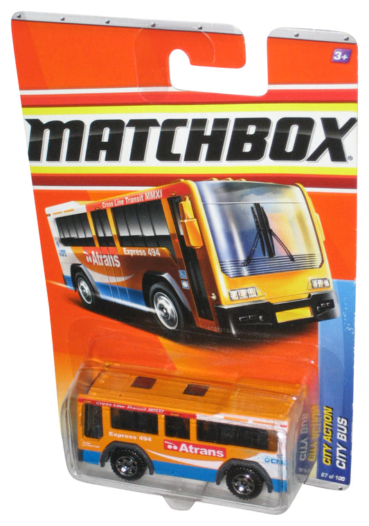 Matchbox City Action (2009) White & Orange Bus Die-Cast Metal Toy 67/100
