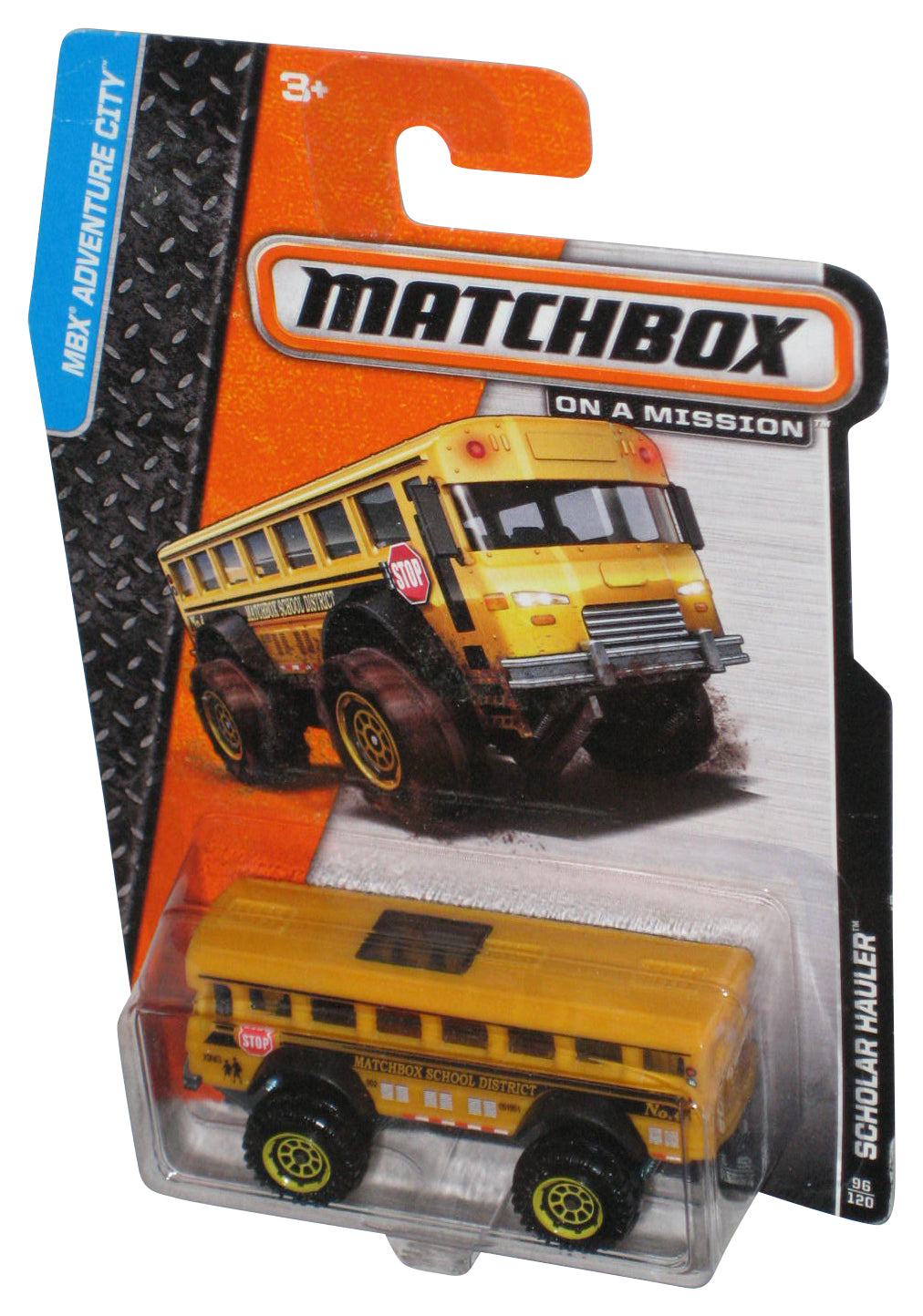 Matchbox MBX Adventure City (2013) Yellow Scholar Hauler School Bus 96/120