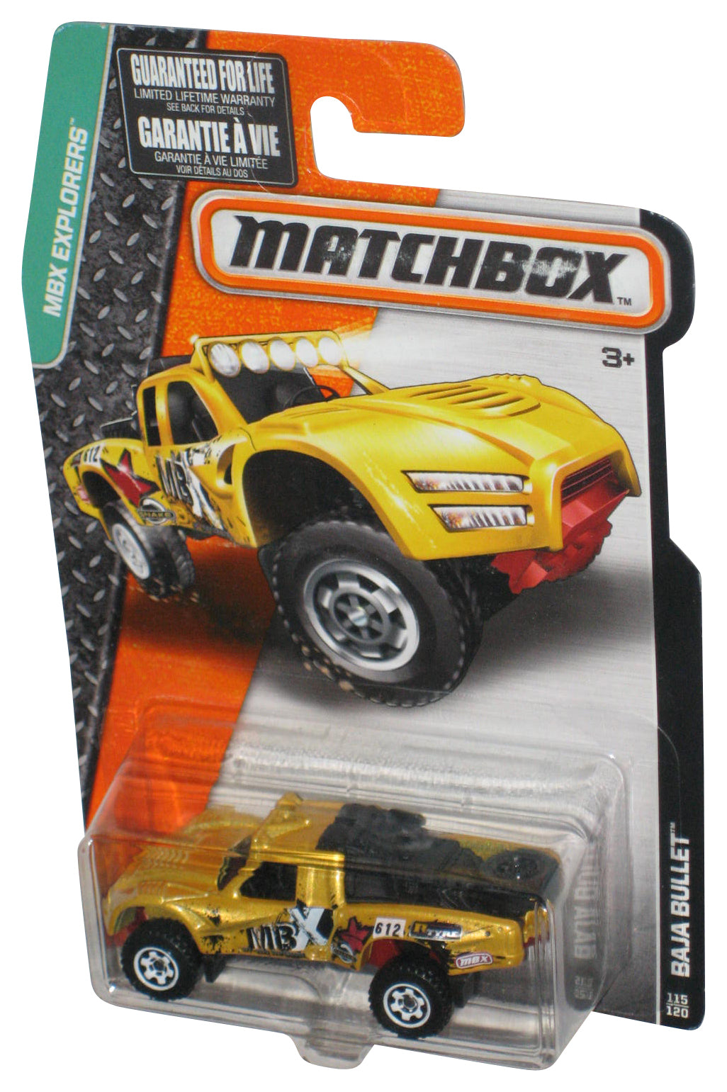 Matchbox MBX Explorers (2015) Yellow Baja Bullet Toy Car 115/120