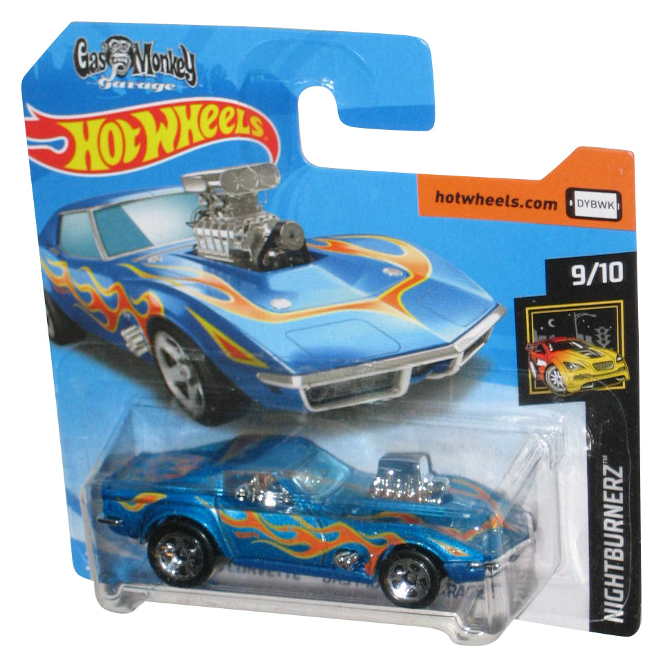 Hot Wheels Nightburnerz 9/10 (2017) Blue '68 Corvette Gas Monkey Garage Toy Car - (Short Card)