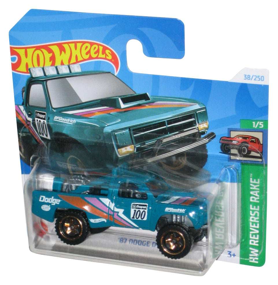 Hot Wheels HW Reverse Rake 1/5 (2021) Green '87 Dodge D100 Toy Car 38/250 - (Short Card)