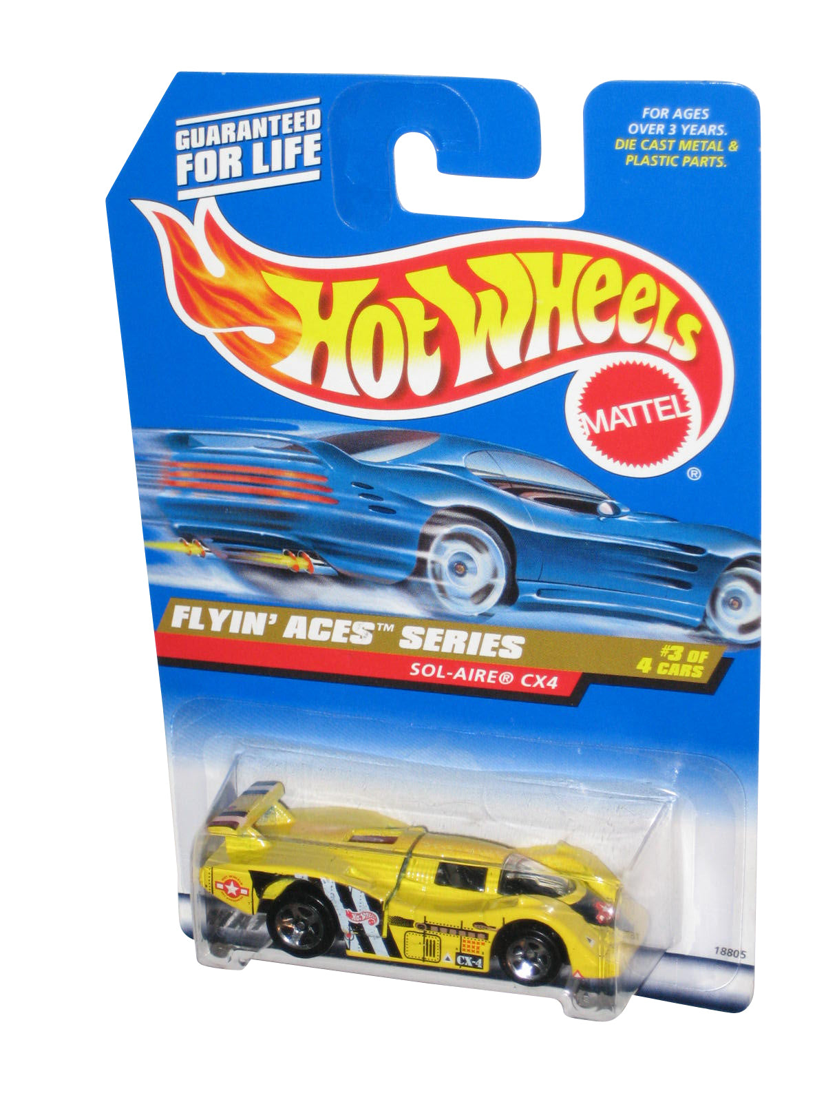 Hot Wheels Flyin' Aces Series 3/4 (1997) Yellow Sol-Aire CX4 Car #739