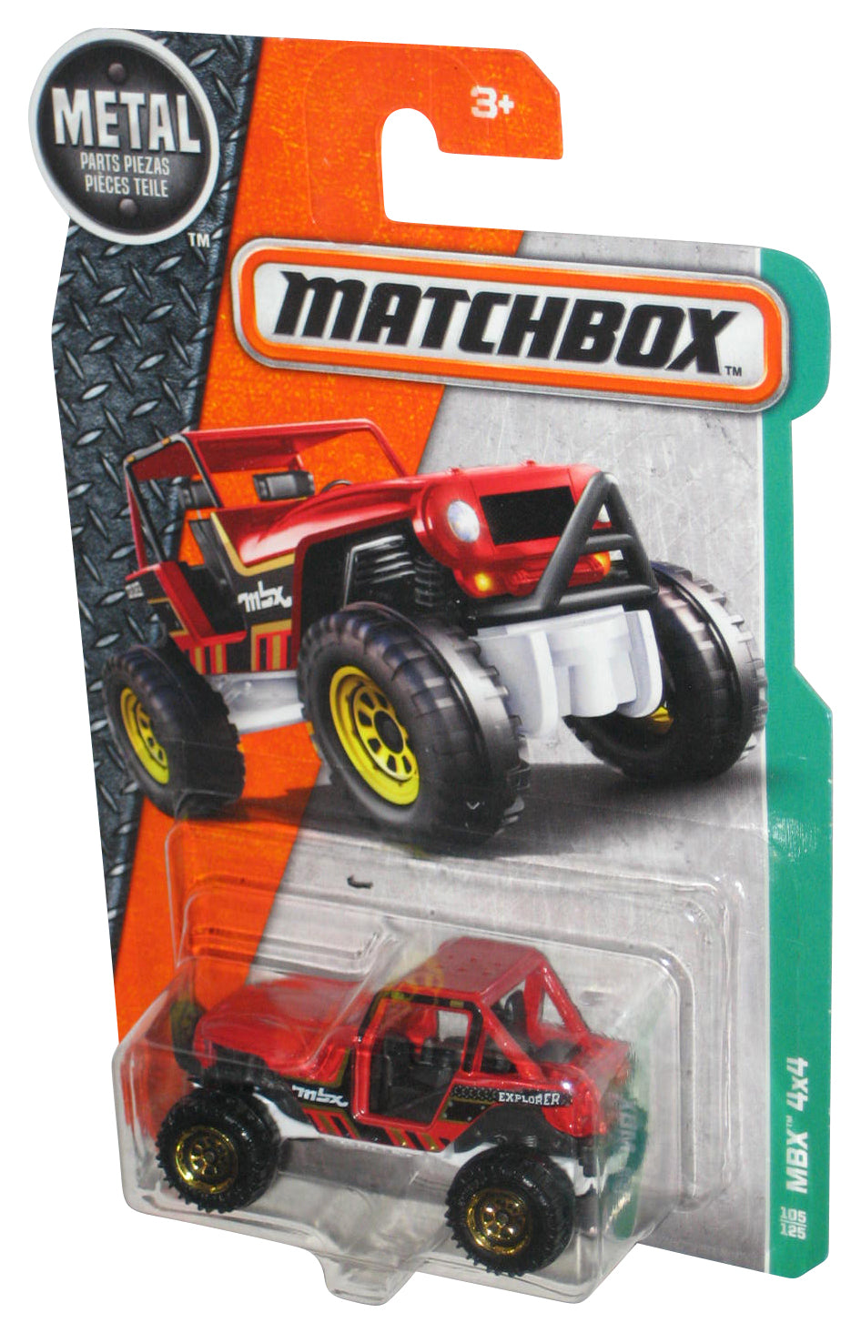 Matchbox MBX 4x4 (2016) Mattel Red Toy Car 105/125