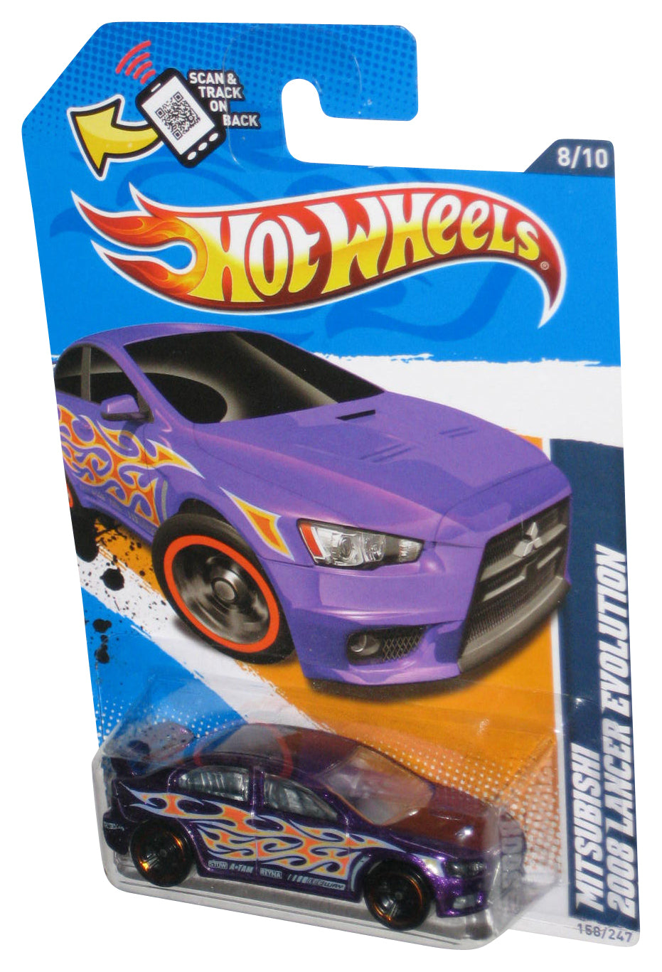 Hot Wheels Heat Fleet '12 8/10 Purple Mitsubishi 2008 Lancer Evolution Car 158/247