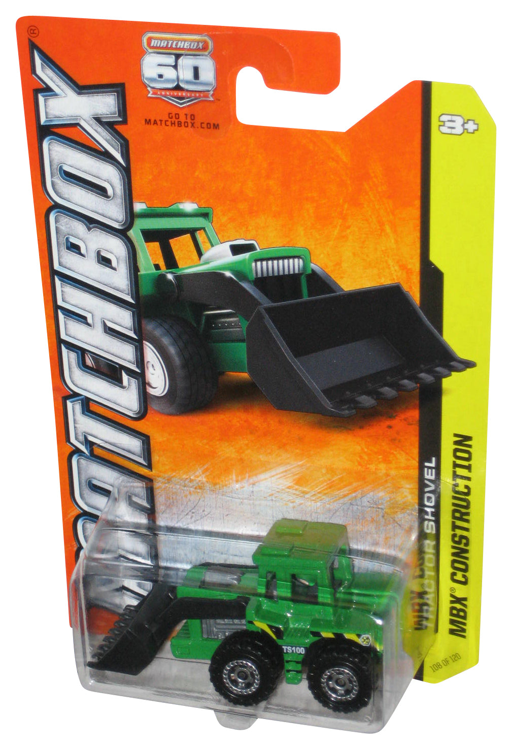 Matchbox MBX Construction (2013) Green Tractor Shovel Toy 108/120