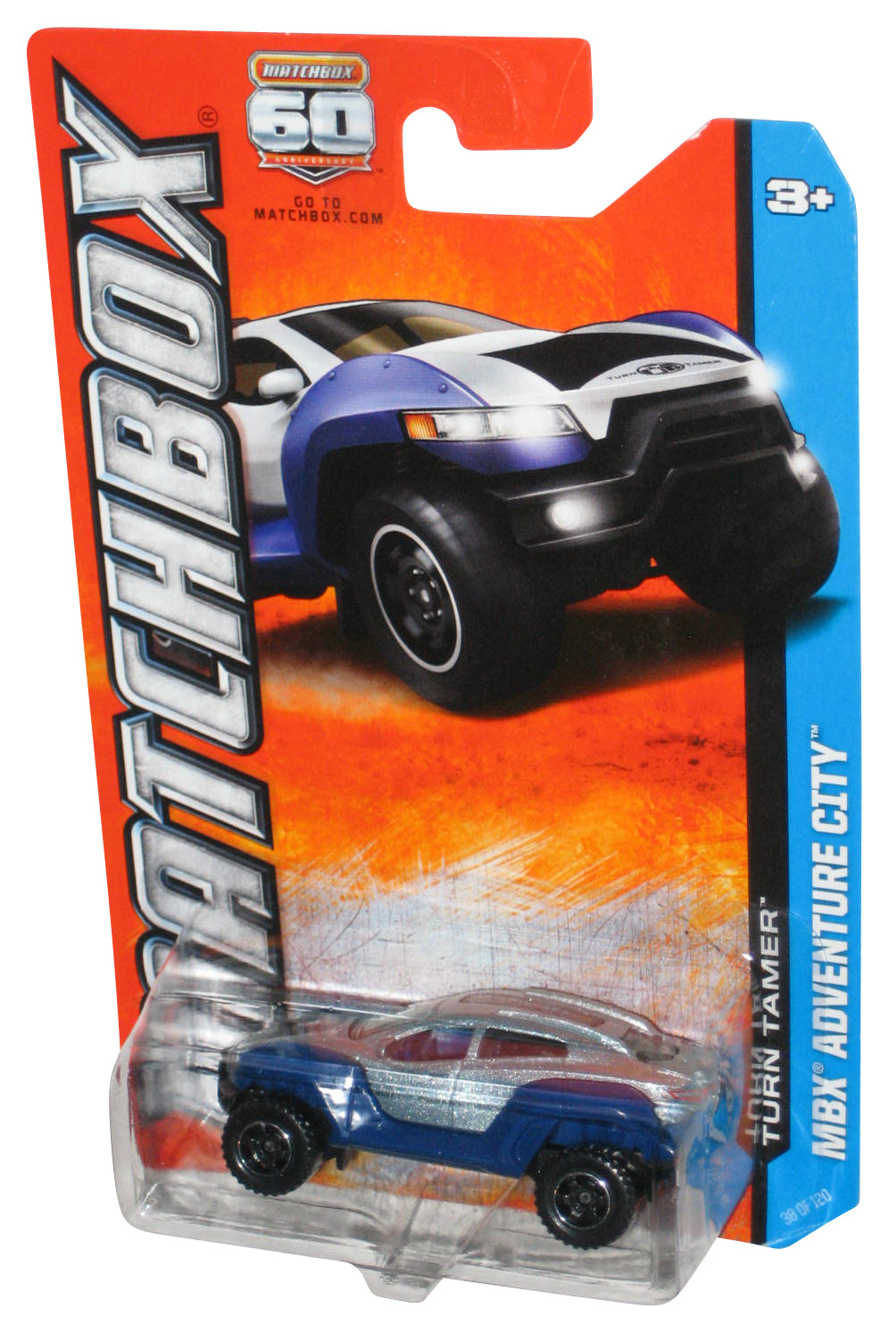 Matchbox MBX Adventure City (2013) Blue & Silver Turn Tamer Toy Car 38/120