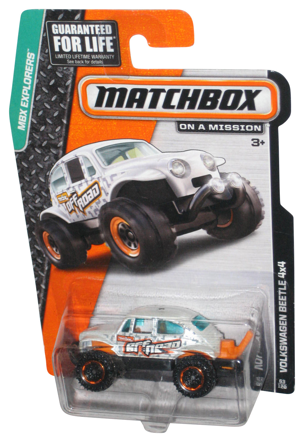 Matchbox MBX Explorers (2013) White Volkswagen Beetle 4x4 Toy Car 63/120