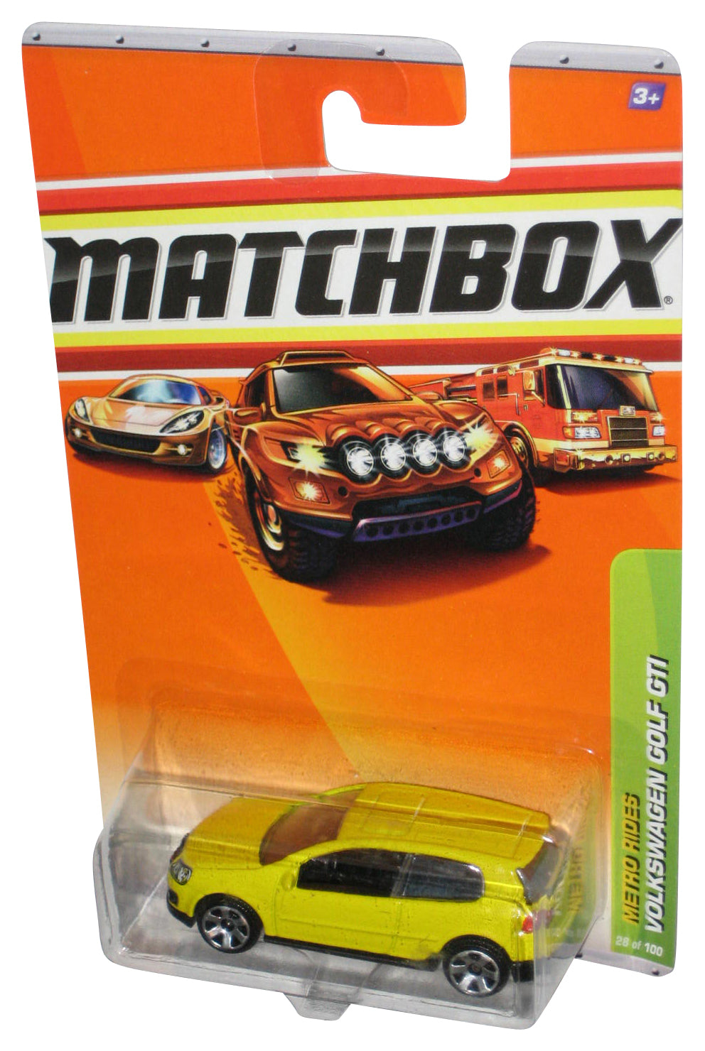 Matchbox Metro Rides (2009) Volkswagen Golf V GTI Yellow Toy Car 28/100