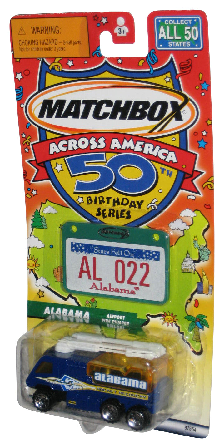 Matchbox Across America 50th Birthday (2001) Alabama Airport Fire Pumper Blue Toy