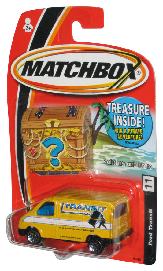 Matchbox Yellow Ford Transit (2004) Toy Van #11 w/ Bonus Treasure Chest