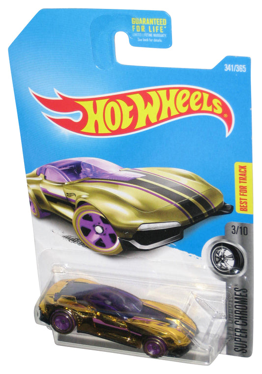 Hot Wheels Super Chromes 3/10 (2015) Gold & Purple Gazella GT Car 341/365
