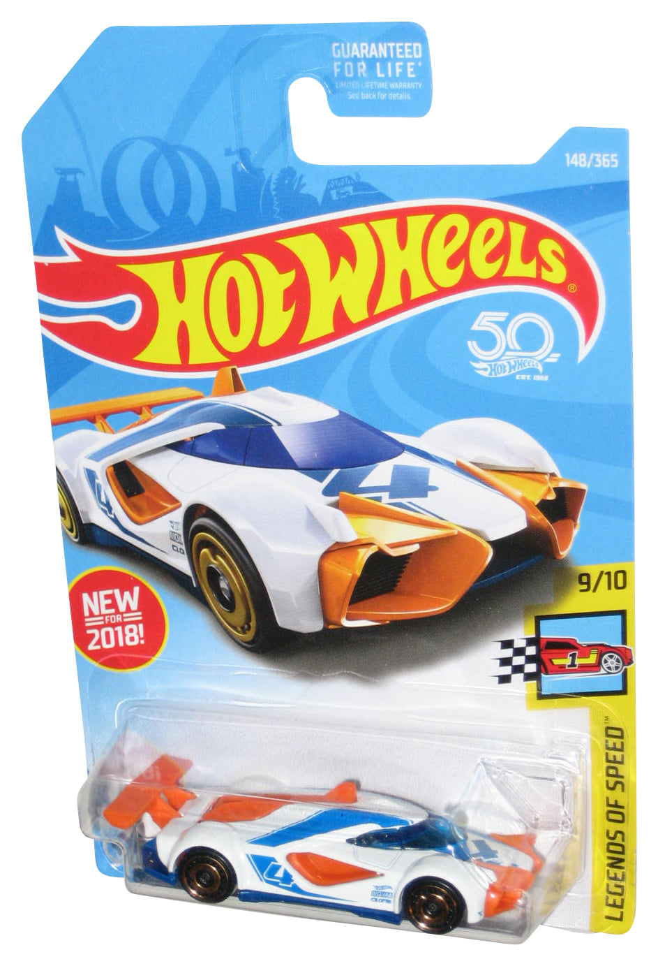 Hot Wheels Legends of Speed 9/10 (2018) White Mach Speeder Toy Car 148/365