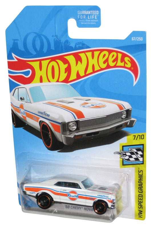 Hot Wheels HW Speed Graphics 7/10 (2017) White Gulf '68 Chevy Nova Toy Car 67/250