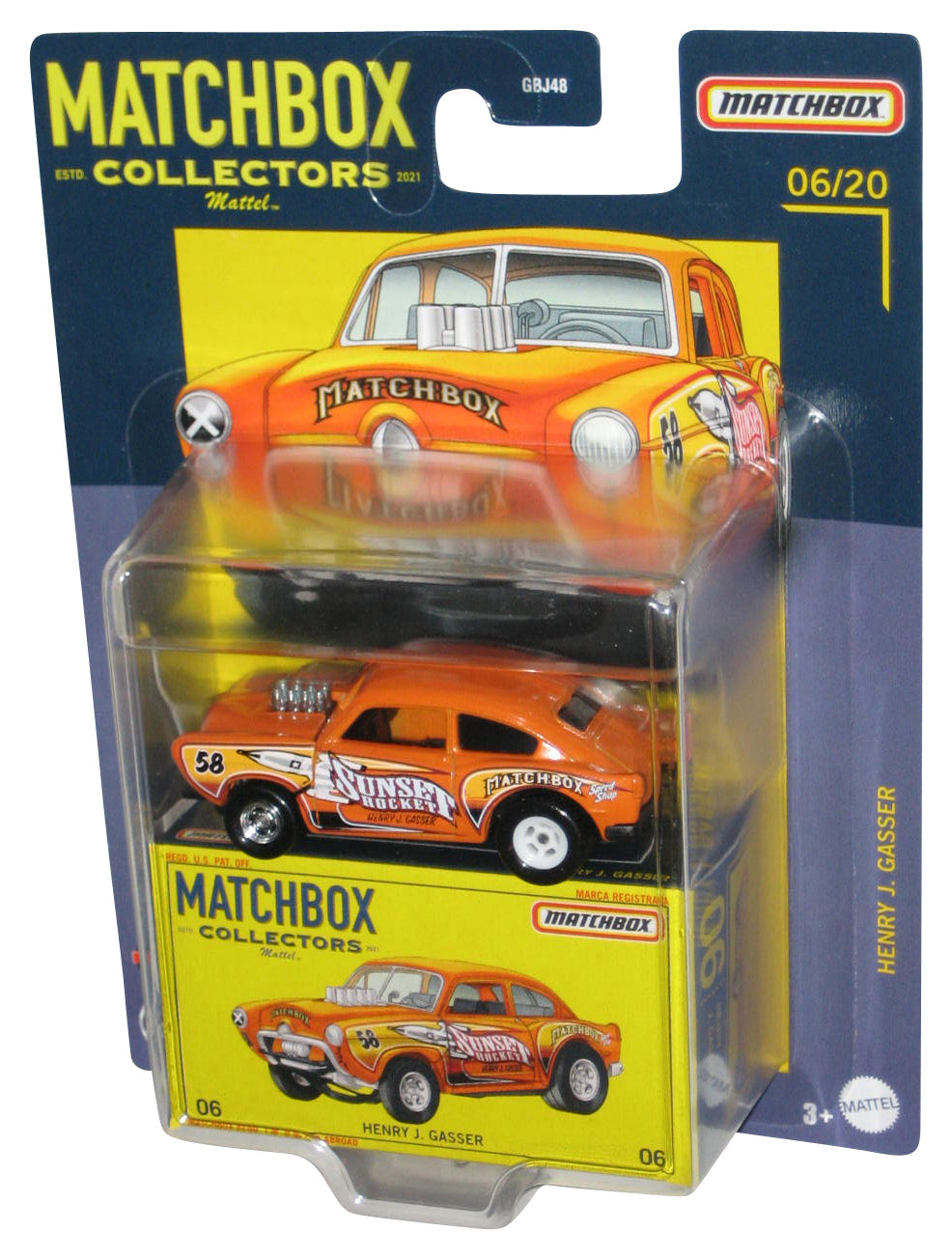 Matchbox Collectors Henry J. Gasser (2020) Mattel Orange Toy Car 06/20