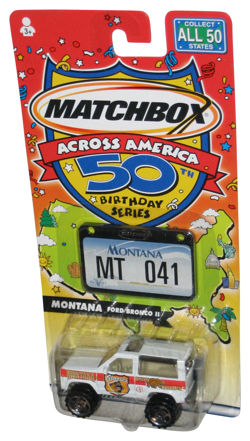 Matchbox Across America 50th Birthday (2001) White Montana Ford Bronco II Toy Truck