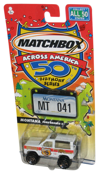 Matchbox Across America 50th Birthday (2001) White Montana Ford Bronco II Toy Truck