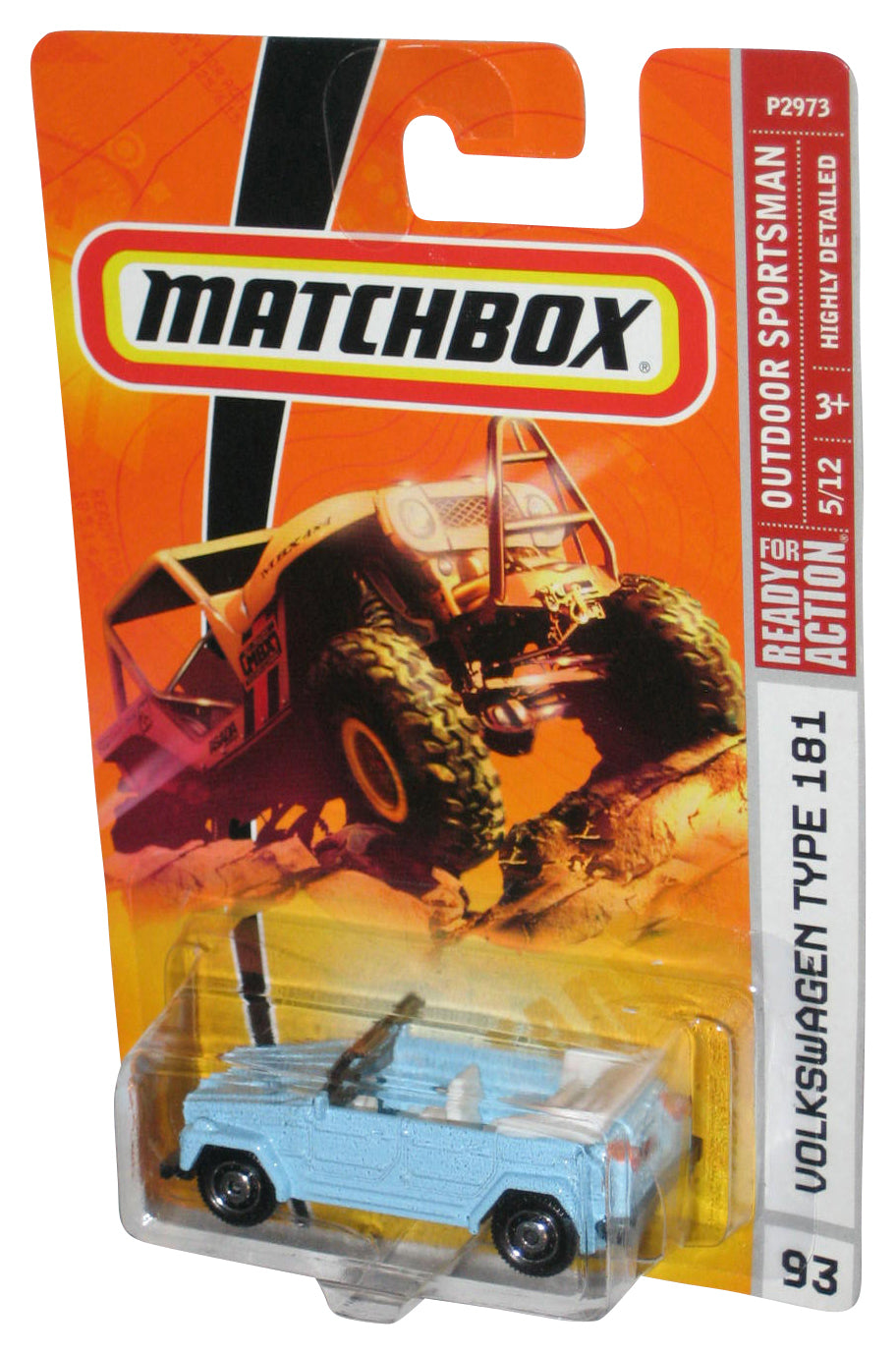 Matchbox Outdoor Sportsman 5/12 (2008) Blue Volkswagen Type 181 Toy Car #93